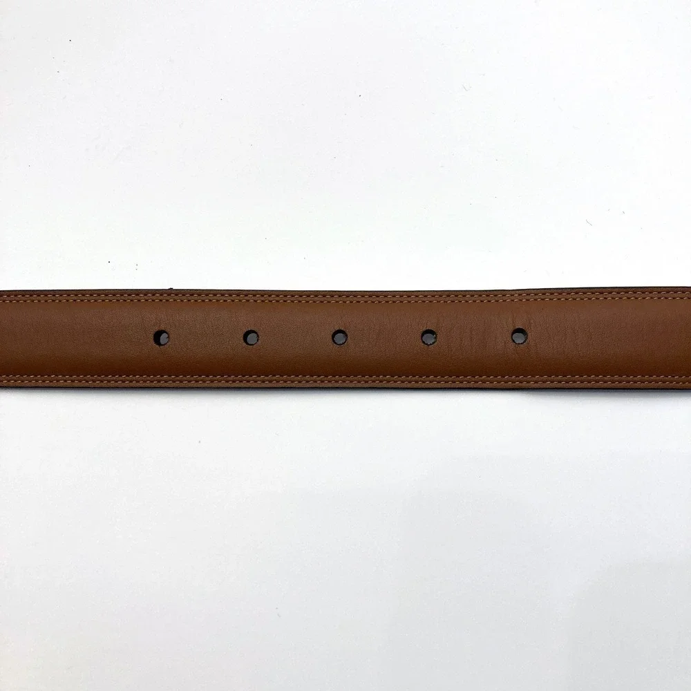 Brown Full‎ Grain Cowhide Leather Belt Brass Buckle Mens 50 1-1/8